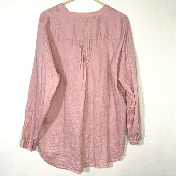 Coldwater Creek Pink 100% Linen Pintuck Top Tunic Shirt  XL - Picture 3 of 6